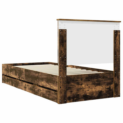 vidaXL Bettrahmen Geräucherte Eiche 90 x 190 cm Ingenieurs Holz