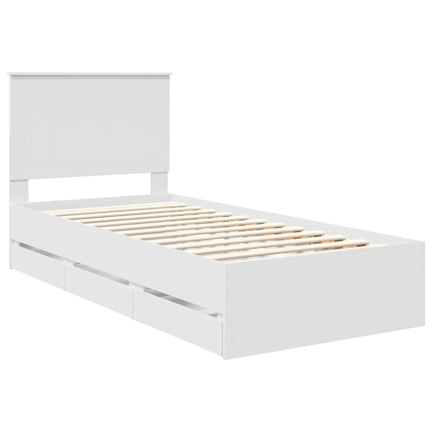 vidaXL Bettrahmen mit Schubladen Weiß 90 x 200 cm Ingenieurs Holz