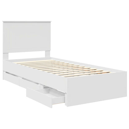 vidaXL Bettrahmen mit Schubladen Weiß 90 x 200 cm Ingenieurs Holz