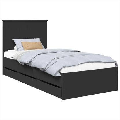 vidaXL Bettrahmen mit Schubladen Schwarz 90 x 200 cm Ingenieurs Holz