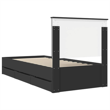 vidaXL Bettrahmen mit Schubladen Schwarz 90 x 200 cm Ingenieurs Holz