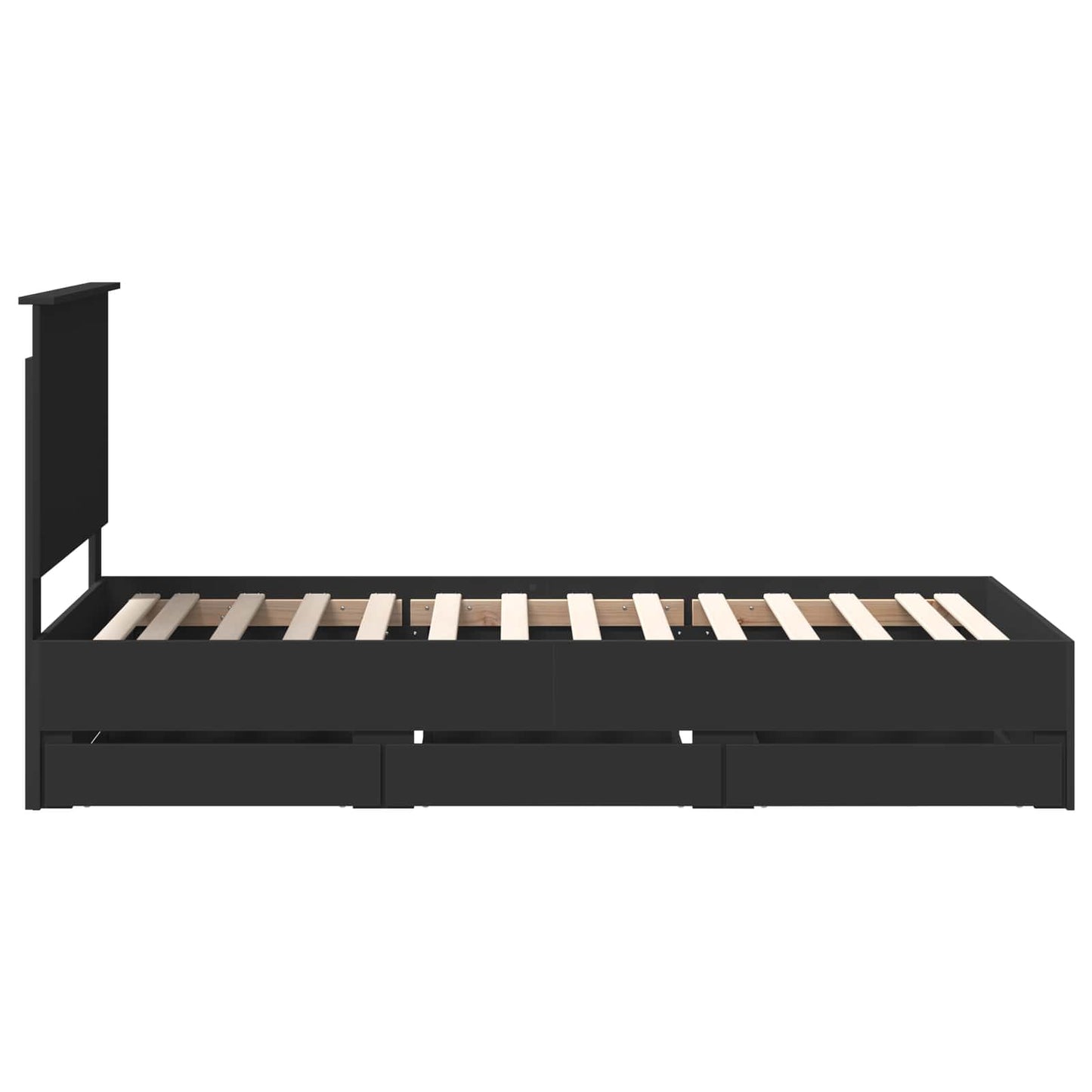 vidaXL Bettrahmen mit Schubladen Schwarz 90 x 200 cm Ingenieurs Holz