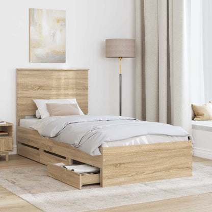 vidaXL Bettrahmen Sonoma-Eiche 90 x 200 cm Ingenieurs Holz
