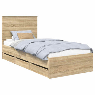 vidaXL Bettrahmen Sonoma-Eiche 90 x 200 cm Ingenieurs Holz