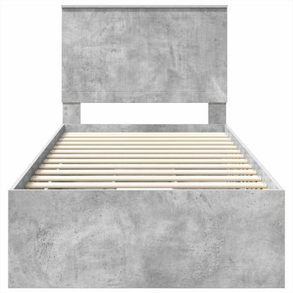 vidaXL Bettrahmen mit Kopfteil Beton Grau 90 x 200 cm Ingenieurs Holz