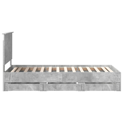 vidaXL Bettrahmen mit Kopfteil Beton Grau 90 x 200 cm Ingenieurs Holz