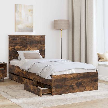 vidaXL Bettrahmen Geräucherte Eiche 90 x 200 cm Ingenieurs Holz
