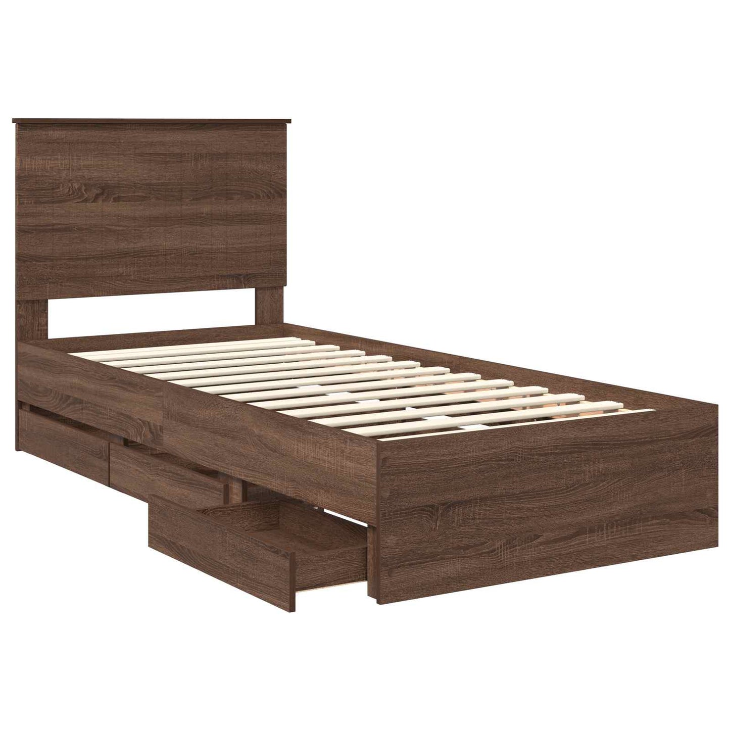 vidaXL Bettrahmen Braun Eichen-Optik 90 x 200 cm Ingenieurs Holz