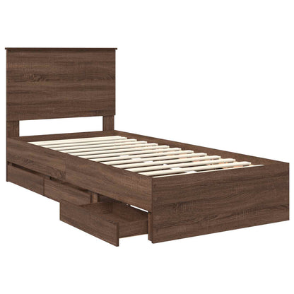 vidaXL Bettrahmen Braun Eichen-Optik 90 x 200 cm Ingenieurs Holz