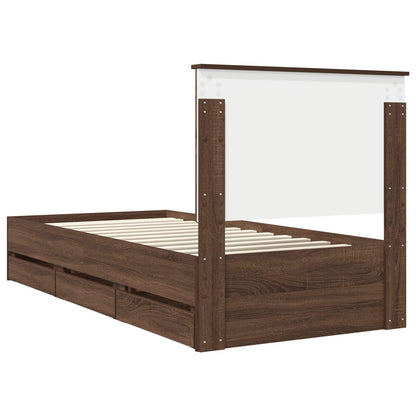 vidaXL Bettrahmen Braun Eichen-Optik 90 x 200 cm Ingenieurs Holz