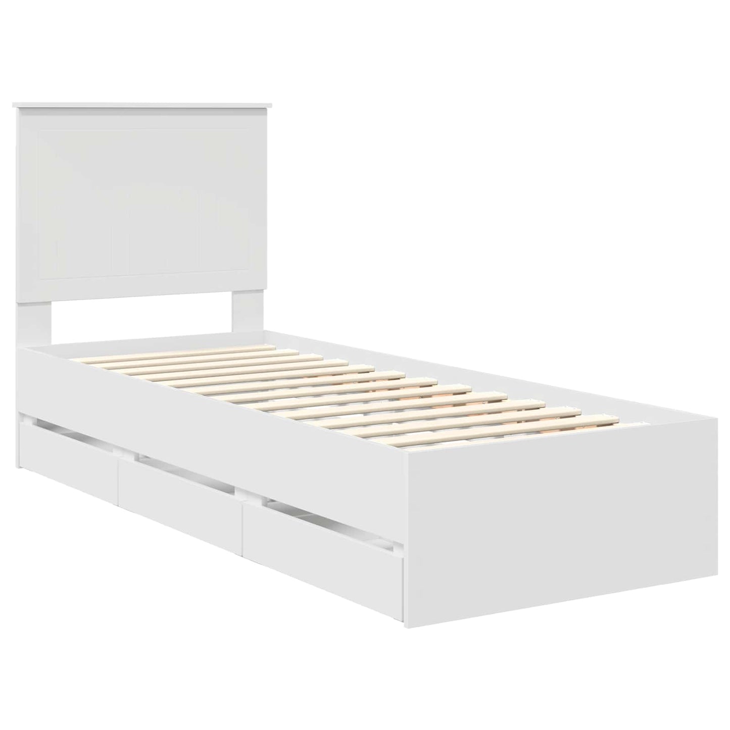 vidaXL Bettrahmen mit Schubladen Weiß 75 x 190 cm Ingenieurs Holz