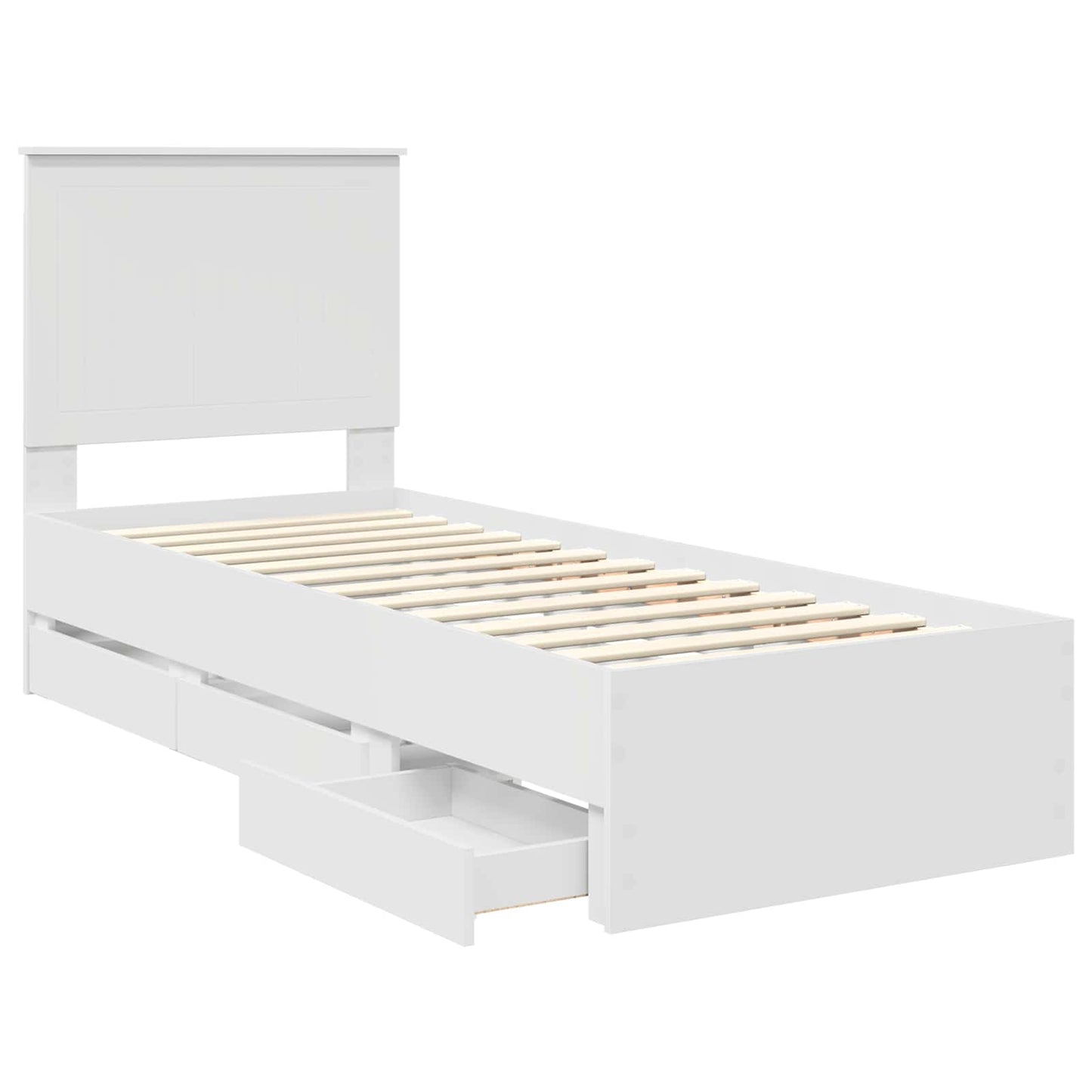 vidaXL Bettrahmen mit Schubladen Weiß 75 x 190 cm Ingenieurs Holz