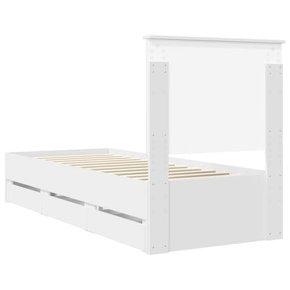 vidaXL Bettrahmen mit Schubladen Weiß 75 x 190 cm Ingenieurs Holz
