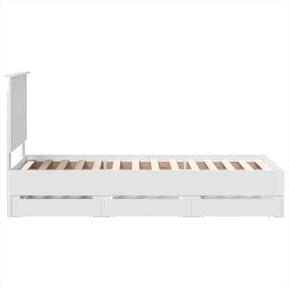 vidaXL Bettrahmen mit Schubladen Weiß 75 x 190 cm Ingenieurs Holz