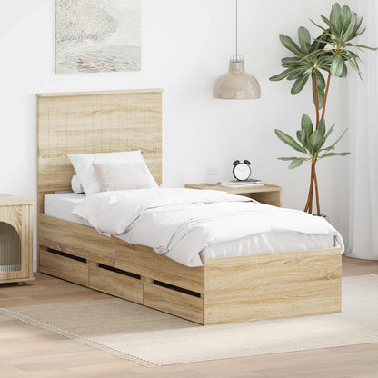 vidaXL Cadre de lit Chêne Sonoma 75 x 190 cm Bois d'ingénierie