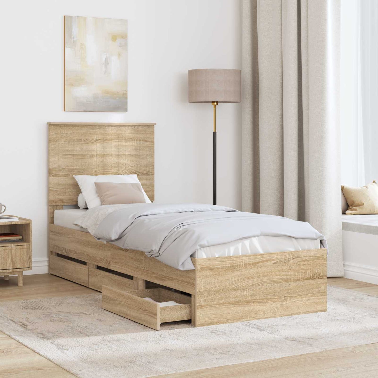 vidaXL Cadre de lit Chêne Sonoma 75 x 190 cm Bois d'ingénierie