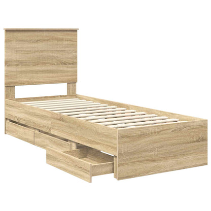 vidaXL Cadre de lit Chêne Sonoma 75 x 190 cm Bois d'ingénierie