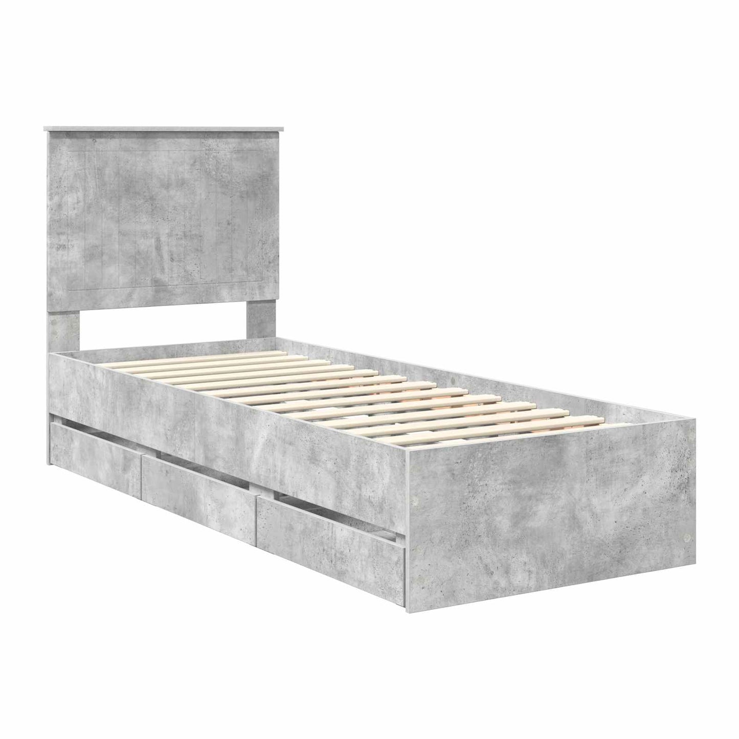 vidaXL Cadre de lit avec tête de lit Gris Béton 75 x 190 cm Bois d'ingénierie