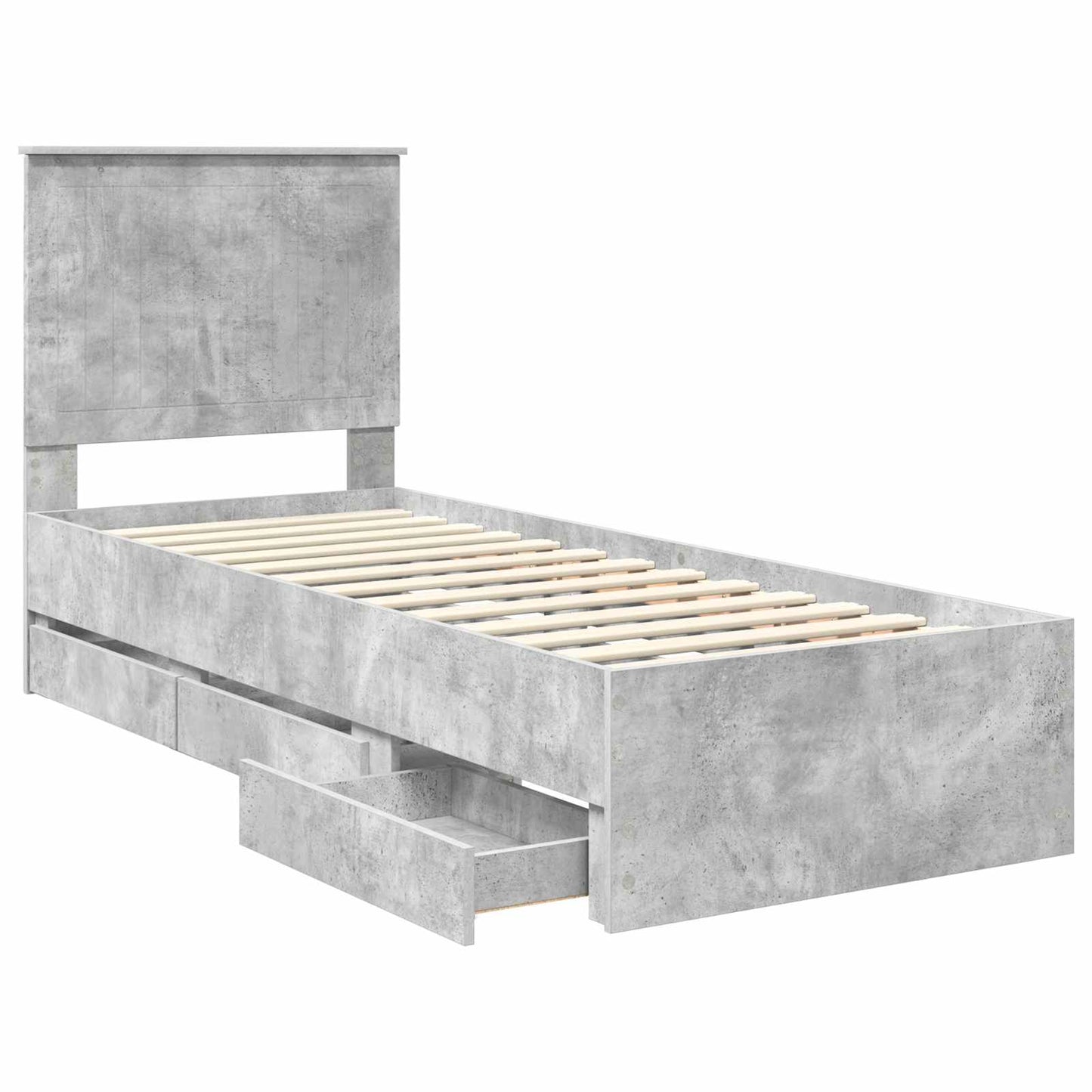 vidaXL Cadre de lit avec tête de lit Gris Béton 75 x 190 cm Bois d'ingénierie