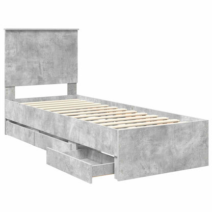 vidaXL Cadre de lit avec tête de lit Gris Béton 75 x 190 cm Bois d'ingénierie