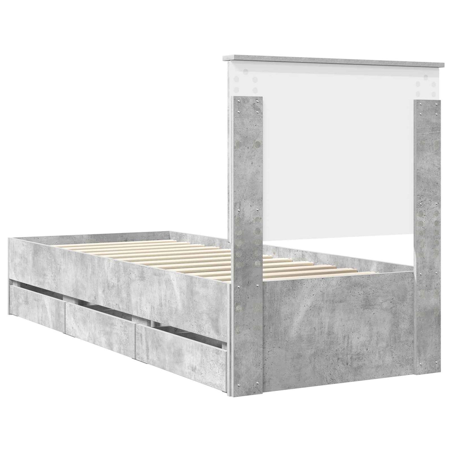 vidaXL Cadre de lit avec tête de lit Gris Béton 75 x 190 cm Bois d'ingénierie