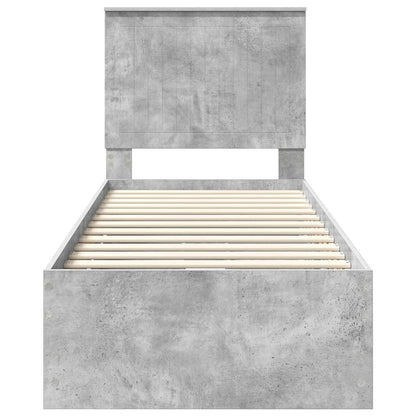 vidaXL Cadre de lit avec tête de lit Gris Béton 75 x 190 cm Bois d'ingénierie