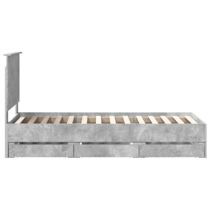 vidaXL Cadre de lit avec tête de lit Gris Béton 75 x 190 cm Bois d'ingénierie