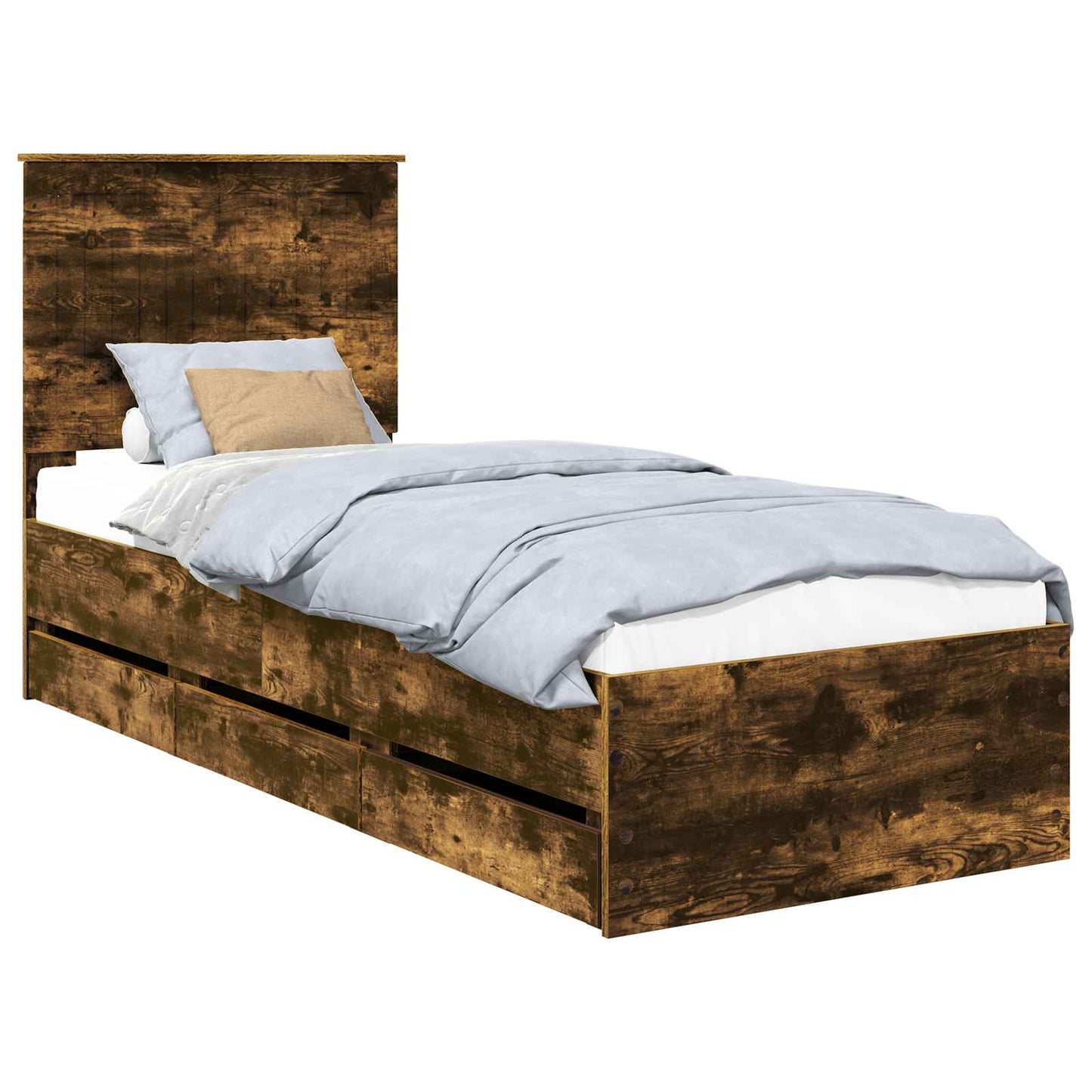 vidaXL Cadre de lit Chêne fumé 75 x 190 cm Bois d'ingénierie