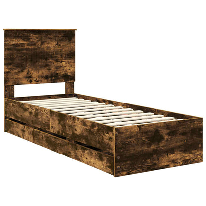 vidaXL Cadre de lit Chêne fumé 75 x 190 cm Bois d'ingénierie