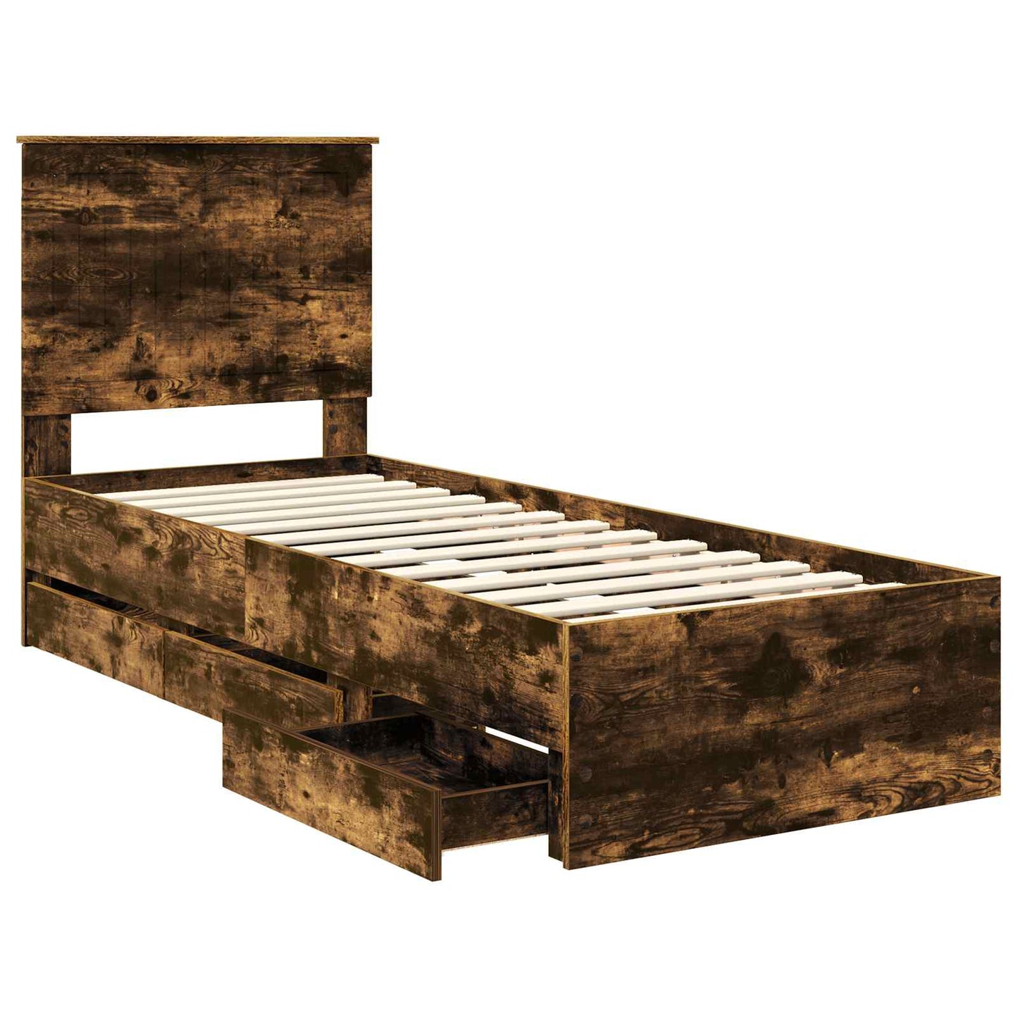 vidaXL Cadre de lit Chêne fumé 75 x 190 cm Bois d'ingénierie