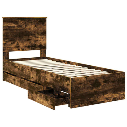 vidaXL Cadre de lit Chêne fumé 75 x 190 cm Bois d'ingénierie