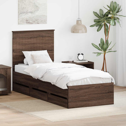 vidaXL Cadre de lit aspect chêne marron 75 x 190 cm Bois d'ingénierie
