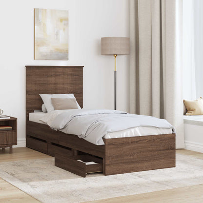vidaXL Cadre de lit aspect chêne marron 75 x 190 cm Bois d'ingénierie
