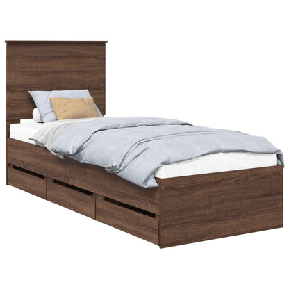 vidaXL Cadre de lit aspect chêne marron 75 x 190 cm Bois d'ingénierie