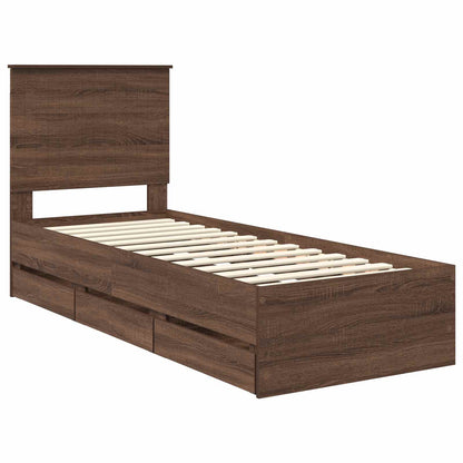 vidaXL Cadre de lit aspect chêne marron 75 x 190 cm Bois d'ingénierie
