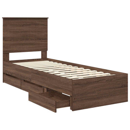 vidaXL Cadre de lit aspect chêne marron 75 x 190 cm Bois d'ingénierie