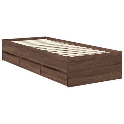 vidaXL Cadre de lit aspect chêne marron 75 x 190 cm Bois d'ingénierie