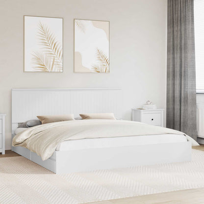 vidaXL Lit de rangement avec tête de lit Blanc 200 x 200 cm Bois d'ingénierie