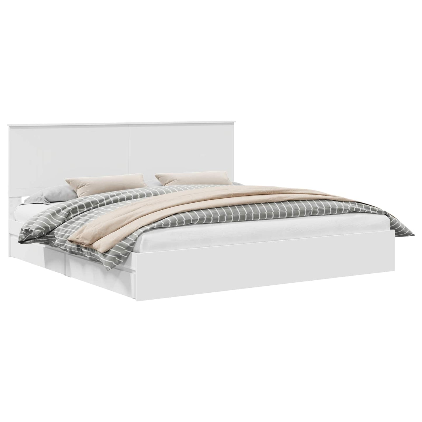 vidaXL Lit de rangement avec tête de lit Blanc 200 x 200 cm Bois d'ingénierie