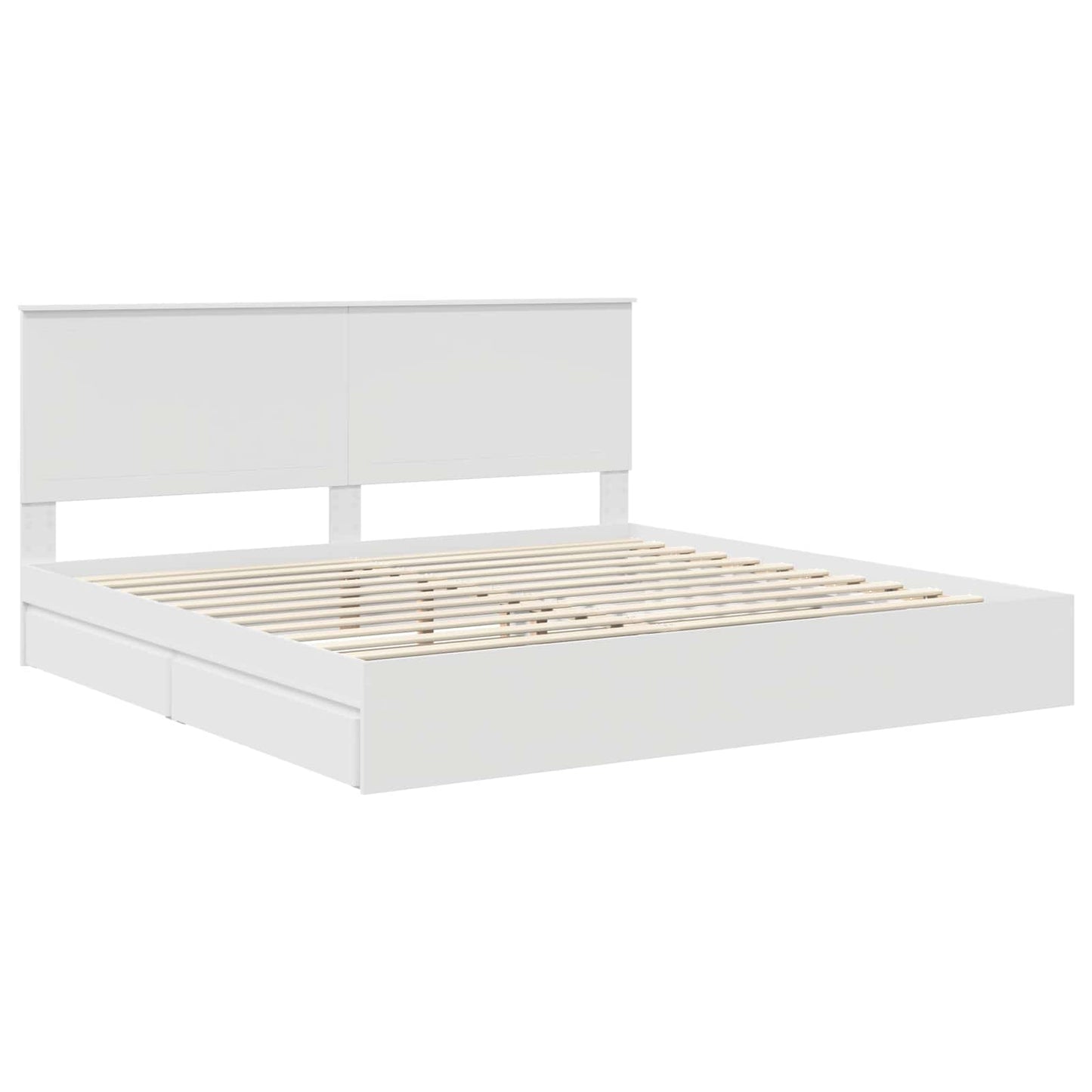 vidaXL Lit de rangement avec tête de lit Blanc 200 x 200 cm Bois d'ingénierie