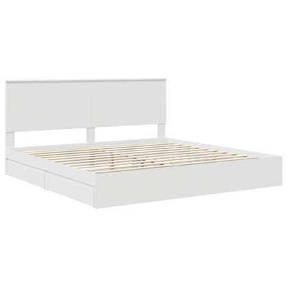 vidaXL Lit de rangement avec tête de lit Blanc 200 x 200 cm Bois d'ingénierie