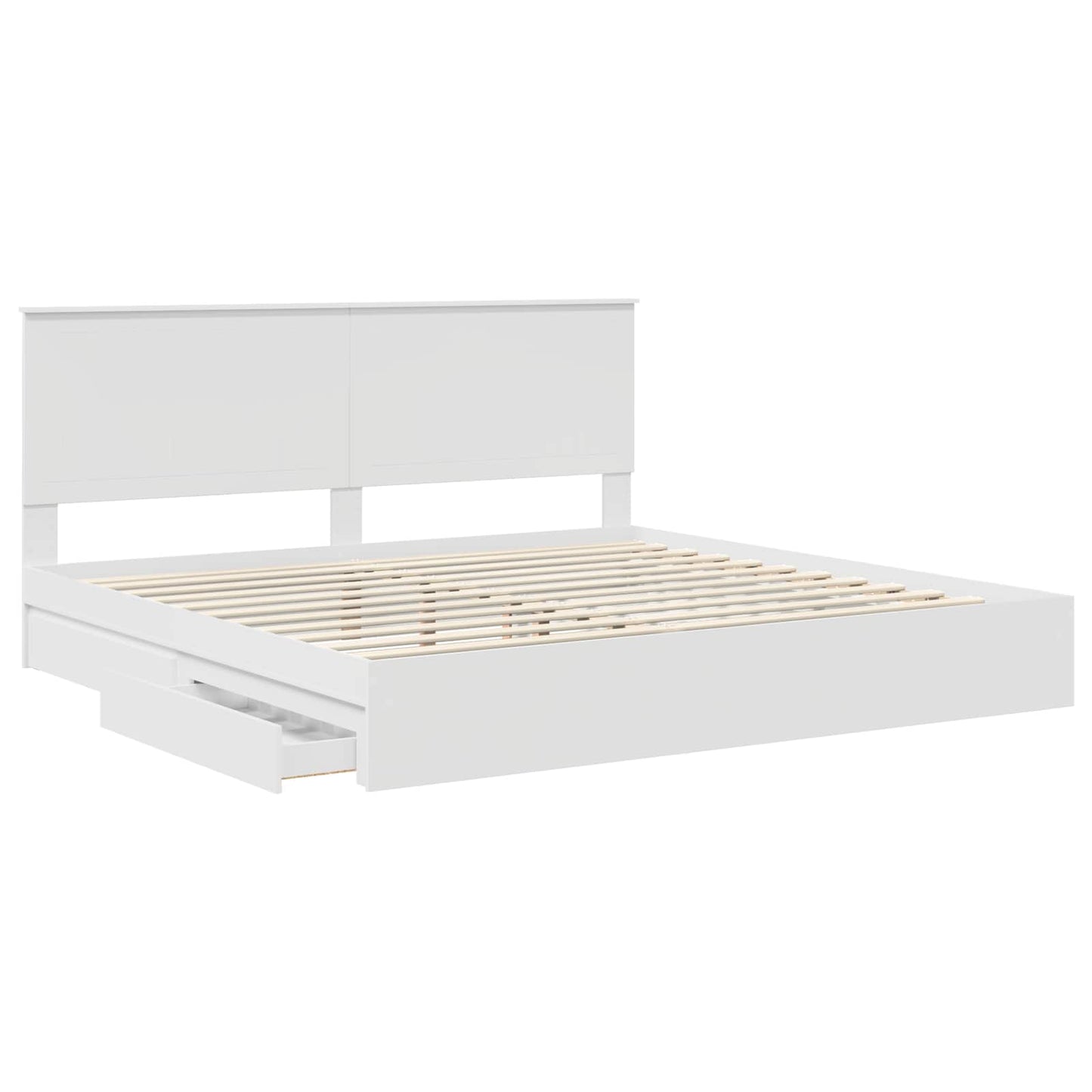 vidaXL Lit de rangement avec tête de lit Blanc 200 x 200 cm Bois d'ingénierie