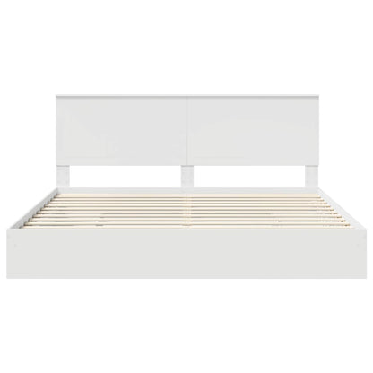 vidaXL Lit de rangement avec tête de lit Blanc 200 x 200 cm Bois d'ingénierie