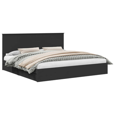 vidaXL Lit de rangement Noir 200 x 200 cm Bois d'ingénierie