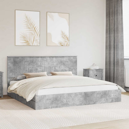 vidaXL Lit de rangement gris béton 200 x 200 cm Aggloméré
