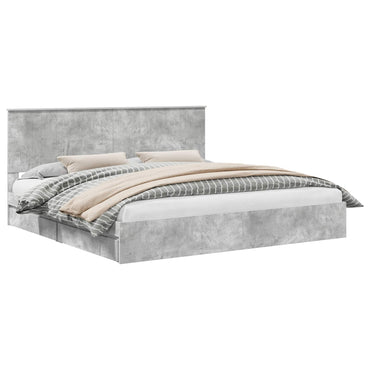 vidaXL Lit de rangement gris béton 200 x 200 cm Aggloméré