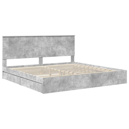 vidaXL Lit de rangement gris béton 200 x 200 cm Aggloméré