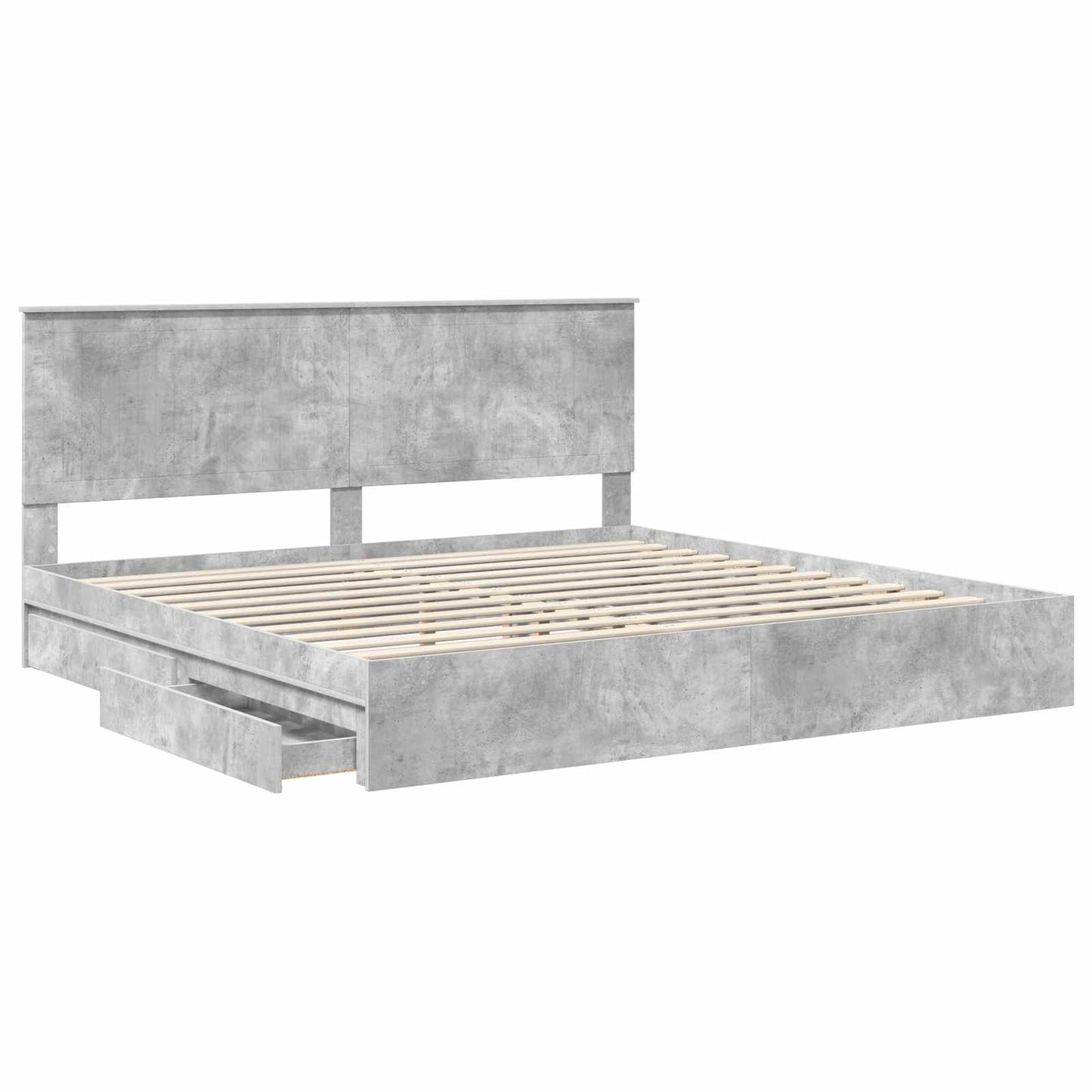vidaXL Lit de rangement gris béton 200 x 200 cm Aggloméré