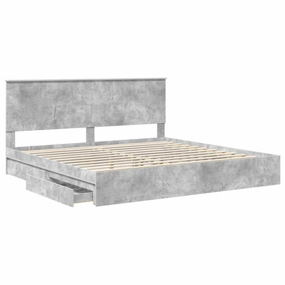 vidaXL Lit de rangement gris béton 200 x 200 cm Aggloméré