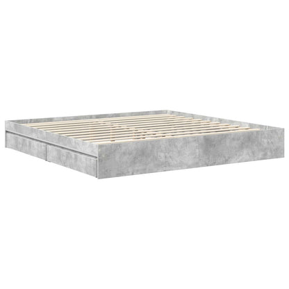 vidaXL Lit de rangement gris béton 200 x 200 cm Aggloméré